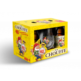 La Chouffe Limited Edition 40y geschenk 4x33cl + glas