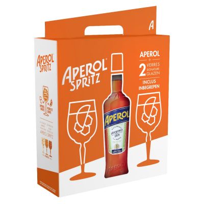 Aperol Spritz geschenk 70cl + 2 glazen