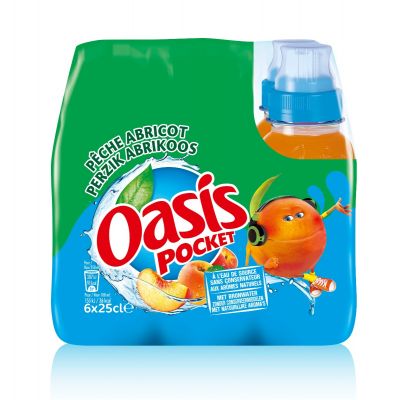 Oasis Pocket Perzik/Abrikoos clip 6 x 25cl