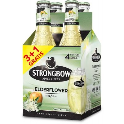 Strongbow Elderflower (3+1 gratis) clip 4 x 33cl