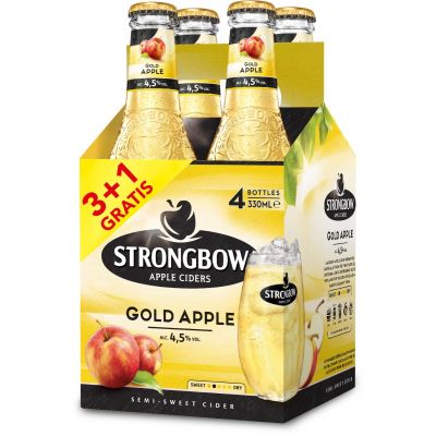 Strongbow Gold Apple (3+1 gratis) clip 4 x 33cl