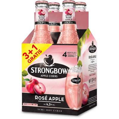Strongbow Rosé Apple (3+1 gratis) clip 4 x 33cl
