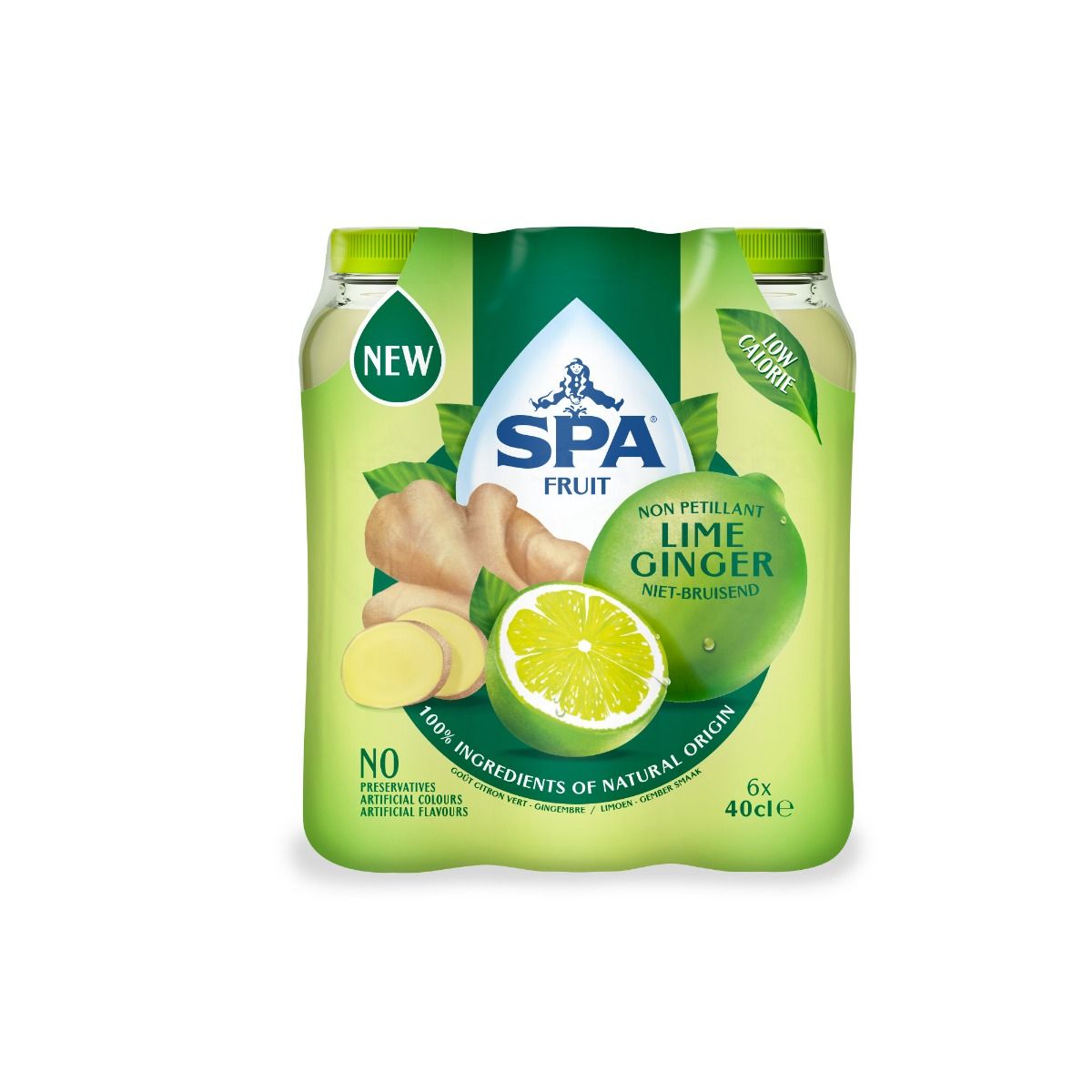 SPA Fruit Niet-bruisende Fruitlimonade Limoen Gember clip 6 x 40cl